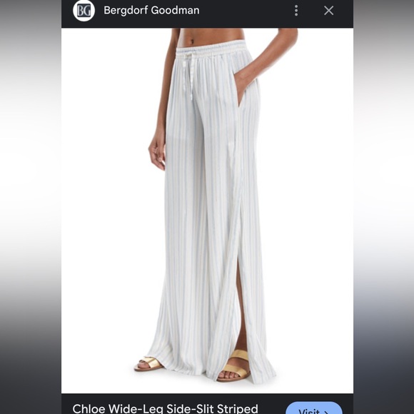 Onia Chloe wide leg slit coverup pants-Aqua-Medium NWT - Picture 3 of 10